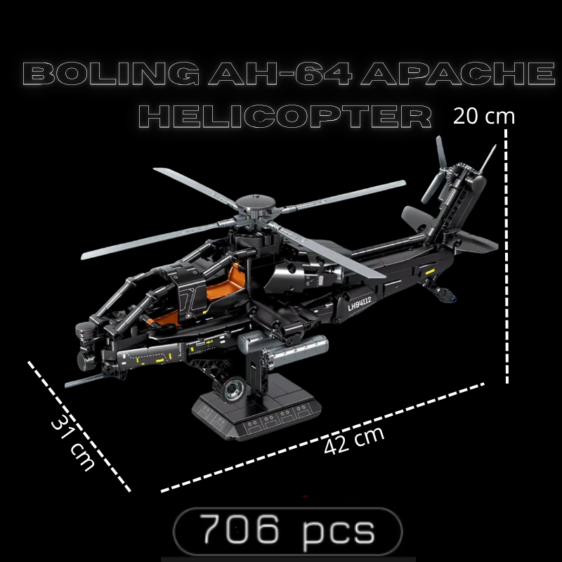 Hélicoptère Boling AH-64 Apache (706 pièces)