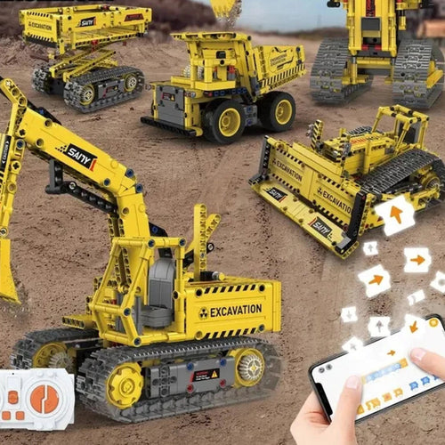 Véhicules de construction motorisés 5 en 1 (555 pièces)