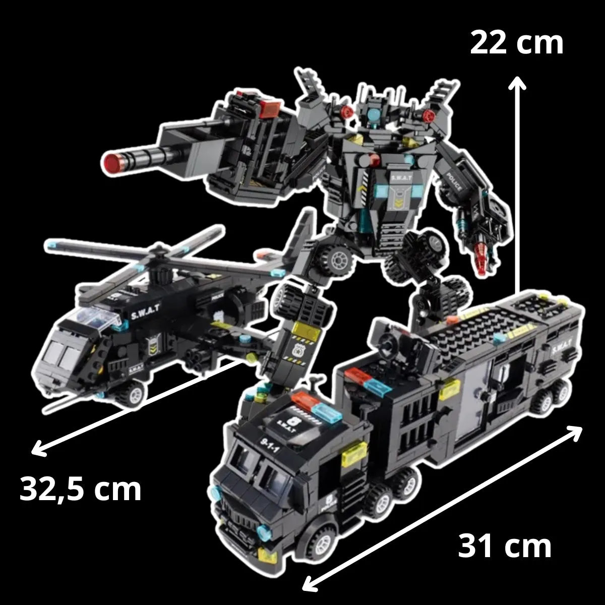 Hélicoptère, Transformer et Camion – 51 Modèles Différents (700 Pièces)